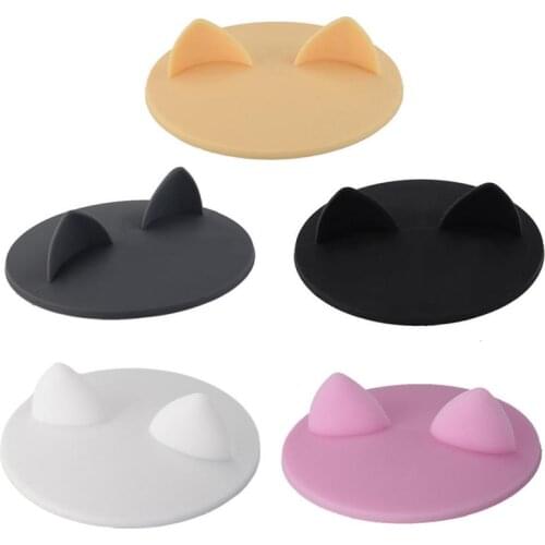 Cute Cat Silicone Cup Lid Heat-resistant Leakproof Sealed Lids Dustproof Cup Cover Reusable Cartoon Lid Drinkware Accessories