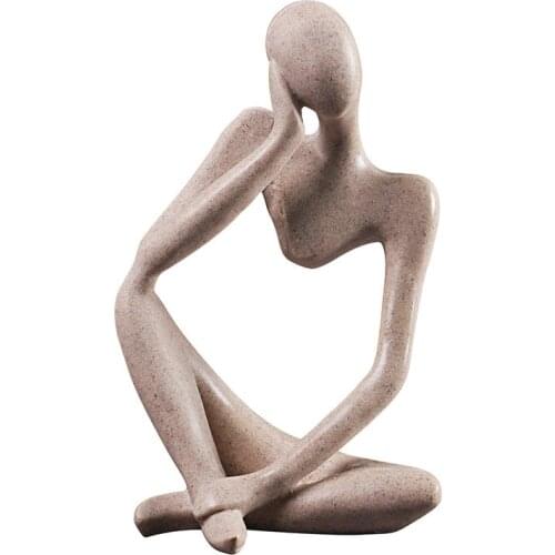 Nordic Abstract Thinker Statue Resin Figurine Office Home Desktop Decor Handmade Crafts Sculpture Modern Art Sandstone