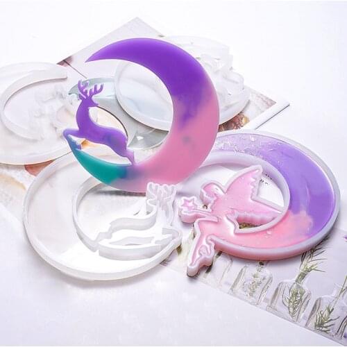 Smiley Moon Fawn Cat Angel Silicone Mold for Silicone Molds Epoxy Uv Resin Craft Home Decoration Jewelry Making Tools