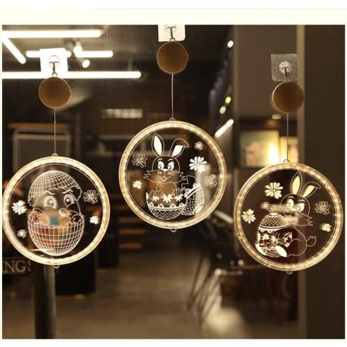 LED Night Lights Ramadan Festival Hanging Lamps Easter Treat Rabbit 3D Ornaments Home Festival Party Decoration Supplies