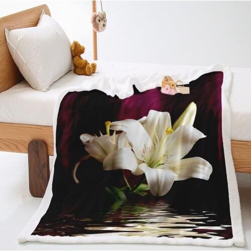 Flower Sherpa Blanket Double Layer Thicken Coral Warm Winter Blanket Super Soft Red Throw Blanket 150x200cm