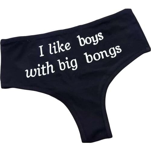 Black letters Female Lingerie Thongs Briefs Print Underwear for Women Sexy Panties for Lady Erotic Cotton printing Underpants