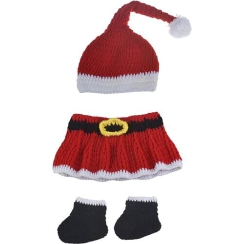 New Newborn Baby Crochet Knit Christmas Hat Photography Prop Infant Costume Outfits