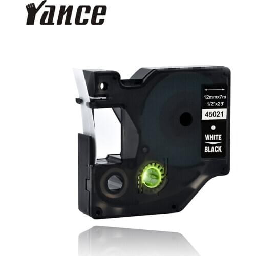 Yance 45021 Compatible Dymo label printer D1 12mm white on black Label Tape for Dymo Label maker LM160 280 Dymo PNP