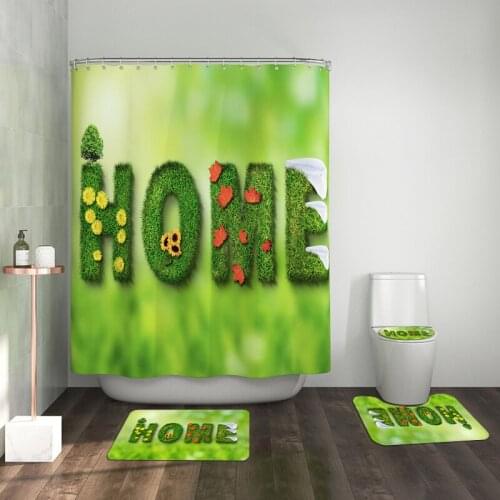 Home Creative Shower Curtain Waterproof Anti-slip Bathroom Curtains Three Mats Set For Washroom Decorative Close Stool Mat