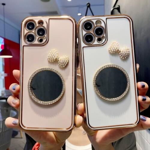 Electroplated Make-up Mirror Case for iPhone 12 Pro Max Back Phone Cover for 12 Mini 11 Pro Max X XS XR 8 7 Plus SE 2020 Capa