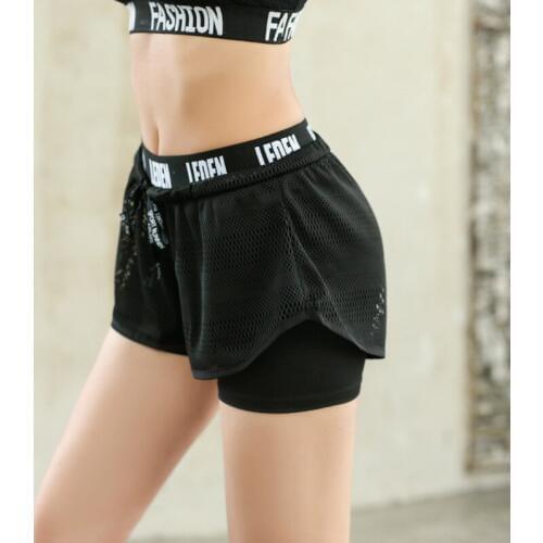 Yoga Women Sportswear Causal Loose Fitness Running Shorts 2 In 1 Gym Shorts Mesh Quick Dry Sports Shorts Letter Print