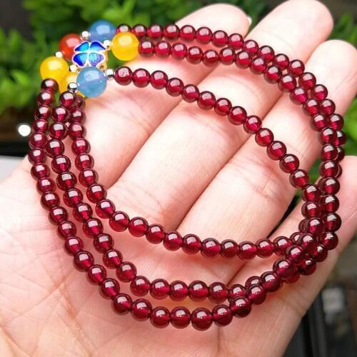 Sinya Girls Four leaves Clover Charms bracelets Strand by high luster quality natural Garnet for lover Mum elastic bangles Hot