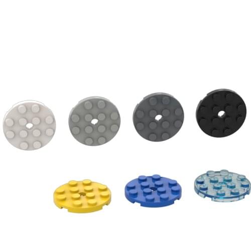 10 PCS Bricks Parts DIY 60474 Plate Round 4 x 4 with Pin Hole For Building Blocks Parts DIY LOGO Educational Tech Parts Toys