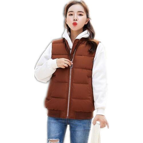 2018 Fashion Casual Women Short Waistcoat Outerwear Female Autumn Winter Down Cotton Vest Sleeveless Stand-Collar Warm Vest Q462
