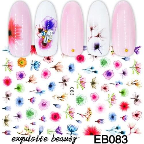 3D Stickers for Nails Summer Sticker Colorful Blooming Flowers Designs Nail Art Decorations Foil Wrap Manicure Accessories