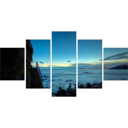 5 Pieces kitchen fruit wall Modular pictures canvas art frame prints Paintings home decor style kids decoration Sea view Framed