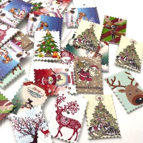 50pcs Mix Wooden Merry Christm Buttons Lot Craft/Kids Sewing Embellishment WB466