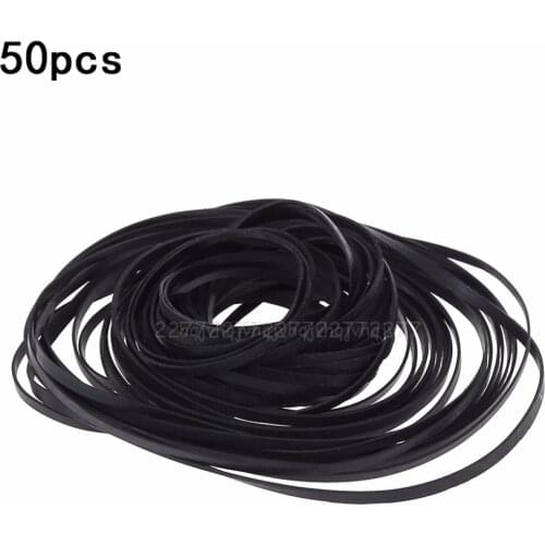 50PCS Universal Mix Cassette Tape Machine Belts Assorted Common Flat Rubber Belt for Recorders CD DVD Drive Grocery My06 19