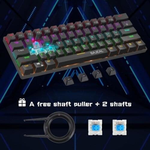 61Key Mechanical Keyboard Wired Type-C LED Backlit Axis Gaming Gateron Optical Switches For Desktop Game E-sports Office General