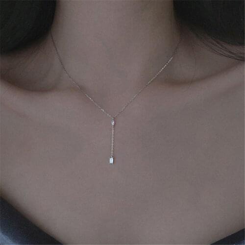 925 Sterling Silver Zircon Water Drop Charm Pendant Choker Necklace For Girl Women Statement Party Wedding Jewelry dz741