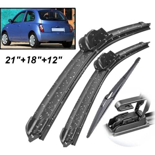 Car Front and Rear Wiper Strip Windshield Windscreen Front Window Car Accessories for Nissan Micra K12 2002 - 2005