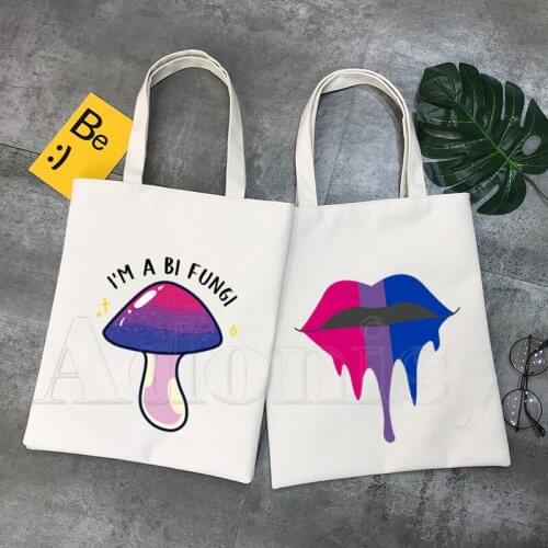 Bisexual Lips Korea Ulzzang Shopper Bag Print Canvas Tote Bag Handbags Women Bag Harajuku Shoulder Bags