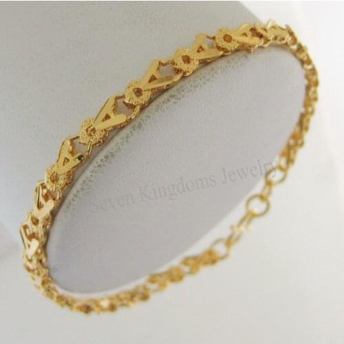 Min Order 10$ Can Mix Design/NEW 6.7" BIGGEST WIDTH 4MM LADY - YELLOW GOLD SOLID GP OVERLAY LETTER A INITIAL CHAIN BRACELET