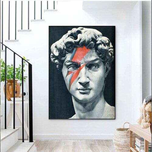 Black White Sculpture of David Canvas Paintings on the Wall Art Posters And Prints Wall Art Canvas Pictures For Living Room