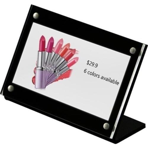 Black Clear Acrylic Magnetic 90*60mm Sign Holder Menu List Card Display Stand Frame