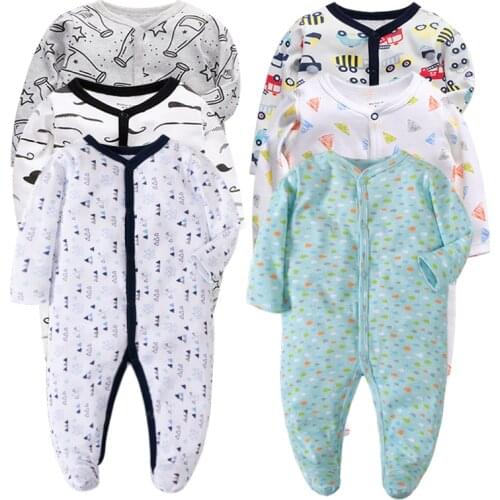 6pieces/lot Baby rompers Newborn Baby Girls Boys Clothes 100% Cotton Long Sleeves Baby Pajamas Cartoon Printed Babys Sets
