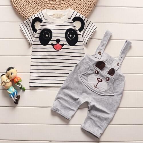 Childrens Summer Dress BoysSuit Babies' Clothes 0-1-2-3-4 Years Old Summer Childrens Short-sleeved Belt Trousers Two-piece