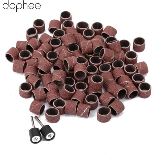 Dophee Hot Selling 100Pcs Dremel Accessories 12.5mm Grit 80# Sanding Bands +2Pcs 3.17mm Sanding Drum Mandrel Dremel Rotary Tool