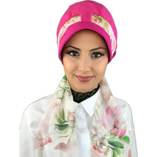 Islamic Fashion Muslim Women Hijab 2021 Trend Scarf Buckle Ready Sal Damson Siphon Pink Biritli Scarf Hat Bone