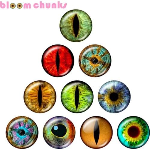 Dragon Eye Cat Eye Toys 12mm/18mm/20mm/25mm Round glass cabochon flat back Making snap button B6746
