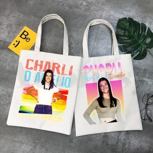 Ice Coffee Splatter Charli Damelio Harajuku Anime Handbags Shoulder Bags Casual Shopping Girls Handbag Women Elegant Canvas Bag