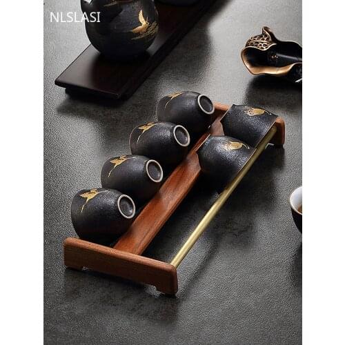 Ebony Copper Tea Cup Holder Tea Ceremony Storage Cup Tea Set Accessories Home Desktop Storage Display Shelf Office Gift