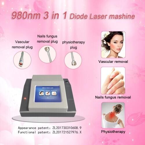 Multifunction 3IN1 980nm Diode Laser Spider Veins Removal nail fungus Pain physiotherapy laser diode 980nm