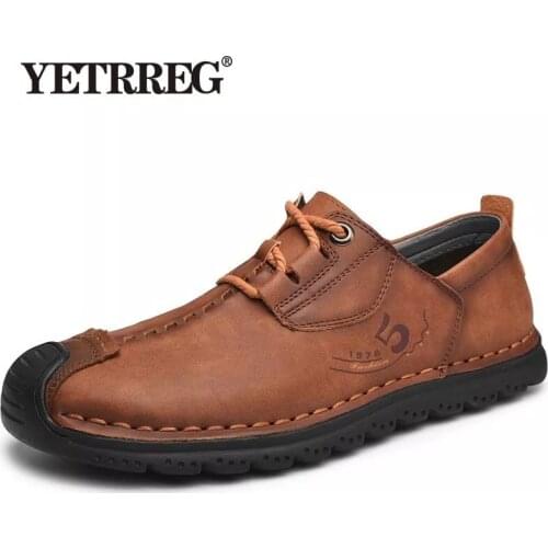 Big Size Mens shoes Split Leather Men Casual Shoes Fashion Mens Driving Shoes Men Lace-Up Flats Comfortable Loafers Moccasins