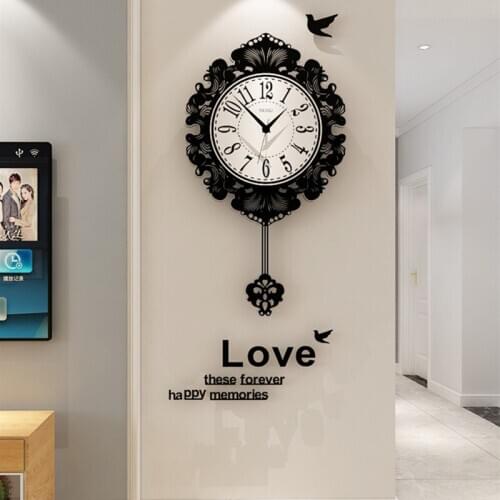 European-style wall clock living room home modern simple atmosphere Retro Clock fashion art decorative wall Watch