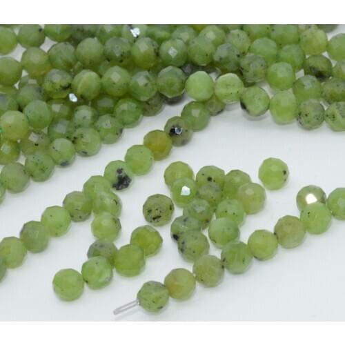 Natural Canadian Jade / Nephrite Facted Round Beads 4mm