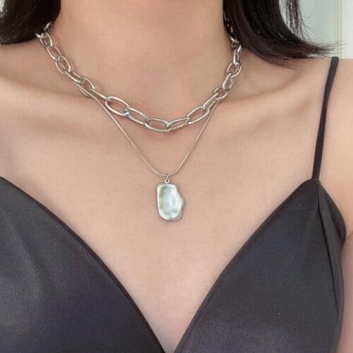 Huge Bud Punk Link Chain Necklaces for Women Men Geometric Pendant Minimalist Choker Necklace Fashion Jewelry Party Accessories