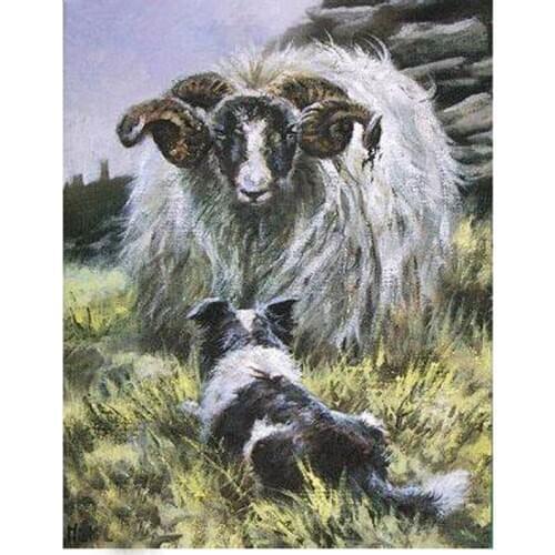 Full Drill Diamond Painting sheep & Border Collie Home Decor Mosaic animals Diamond Art Handmade Gift
