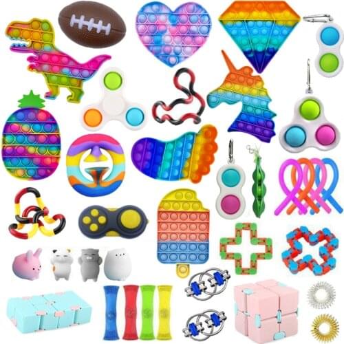 Push Bubble Sensory Fidget Toy Box Squishy Figet Stress Reliever Toys Adult Child Funny Anti Stress Reliver