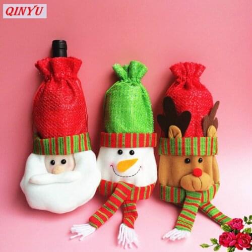 Christmas Gift Decoration Old Man Snowman Elk Red Wine Bottle Sets Dinner Table Decoration Home Party Decors 8ZHH109