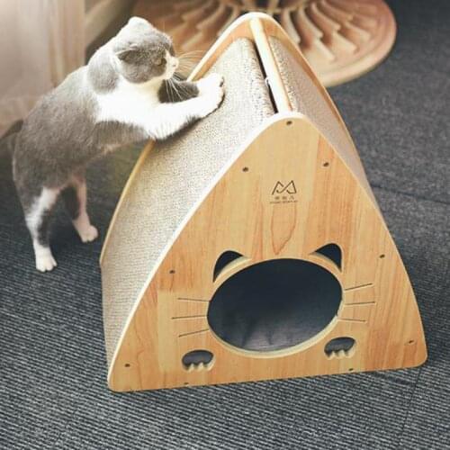Cat nest net red dog nest solid wood closed triangle nest winter warm cat scratching board grinding claw four seasons