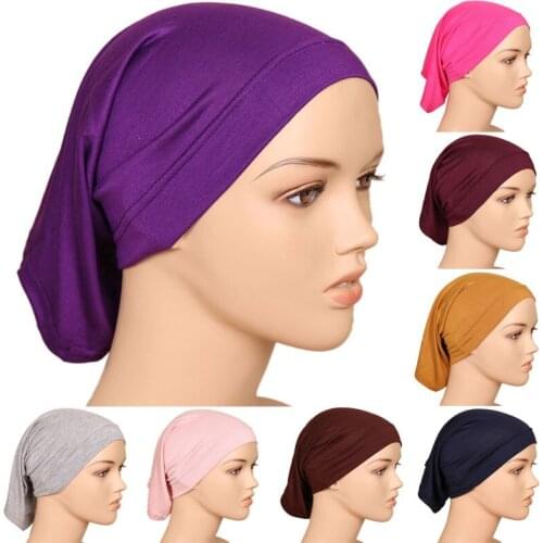 Soft Modal Inner Breathe Hijab Caps Muslim Stretch Turban Cap Islamic Underscarf Bonnet Hat Female Headband Scarf Cap Wholesale