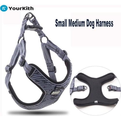 YourKith Small Medium Dog Harness Harnais Pour Chien Reflective Breathable Chest Strap Pet Supplies Dog Chain Leash Printed Vest