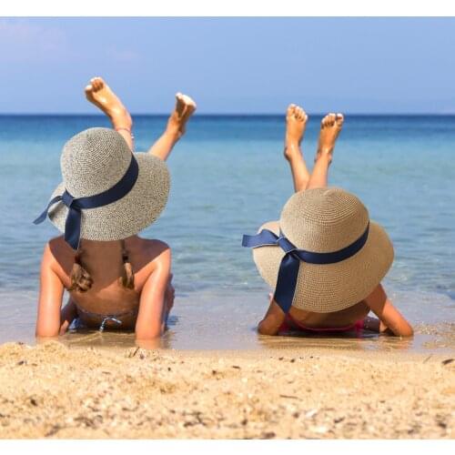 Summer Foldable Straw Hat Women Big Wide Brim Beach Sun Hat Straw Floppy Sun Block Uv Protection Bow Hat Korean Cap Casquette