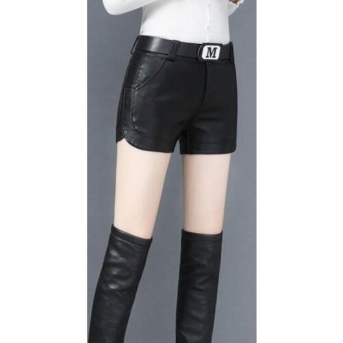 Shorts Women Spring Leather Pants Womens Short Autumn And Winter PU Leather Shorts Flow Hip Leather Pants Ropa Mujer