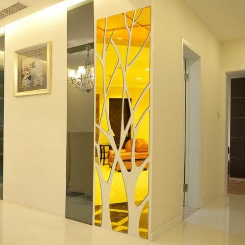 Modern Mirror Style Removable Decal Tree Art Mural Wall Stickers Home Room Decor