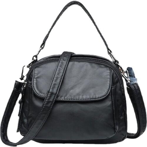 Washed Leather Shoulder Bags Womens Multi-Layer Crossbody Bag Luxury Designer Handbag and Purse Tote Purse