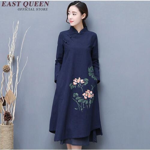 Chinese traditional dress autumn dresses women 2018 dresses middle aged women AA3058 Y