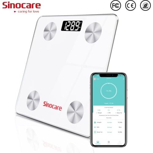 Sinocare Body Fat Scale Smart Bluetooth Bathroom Weight Scale Health Monitoring Wireless Digital BMI Body Composition Analyzer