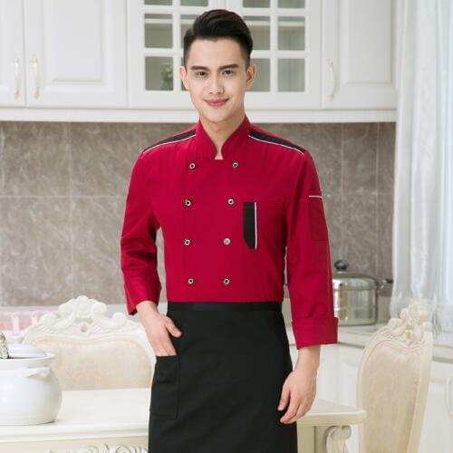 Long-sleeved Cooks Kitchen Uniform Chef Uniforms Uk Clothing Female Restaurant Chefs Apparel Adult Chefwear Plus Size B-5699